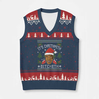 Funny Xmas V-Neck Knit Sweater Vest Merry Chrithmith Ath Thweater Tyson Professional Boxer Ugly Xmas - Wonder Print Shop