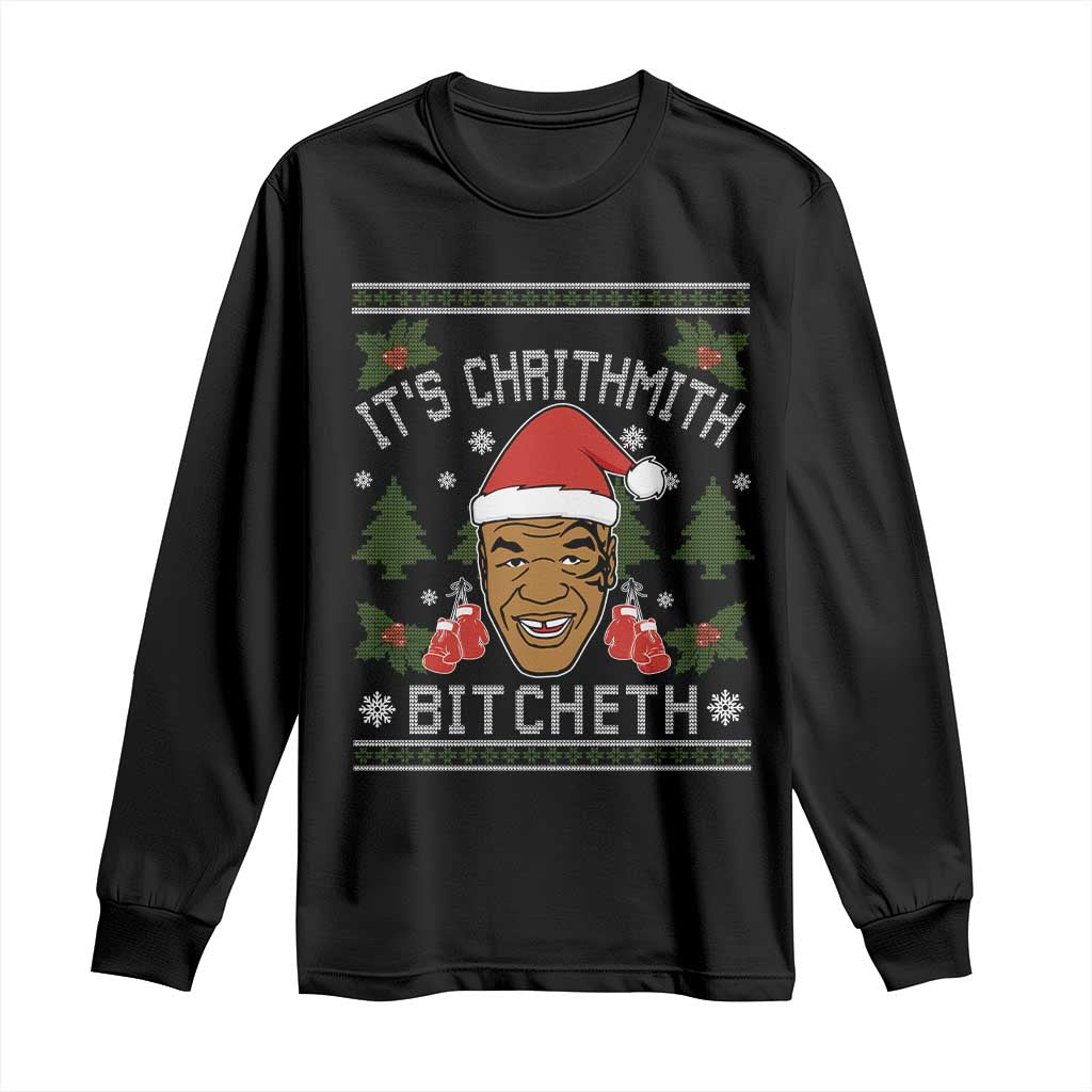 Funny Christmas Long Sleeve Shirt Merry Chrithmith Ath Thweater Tyson Professional Boxer Ugly Xmas - Wonder Print Shop