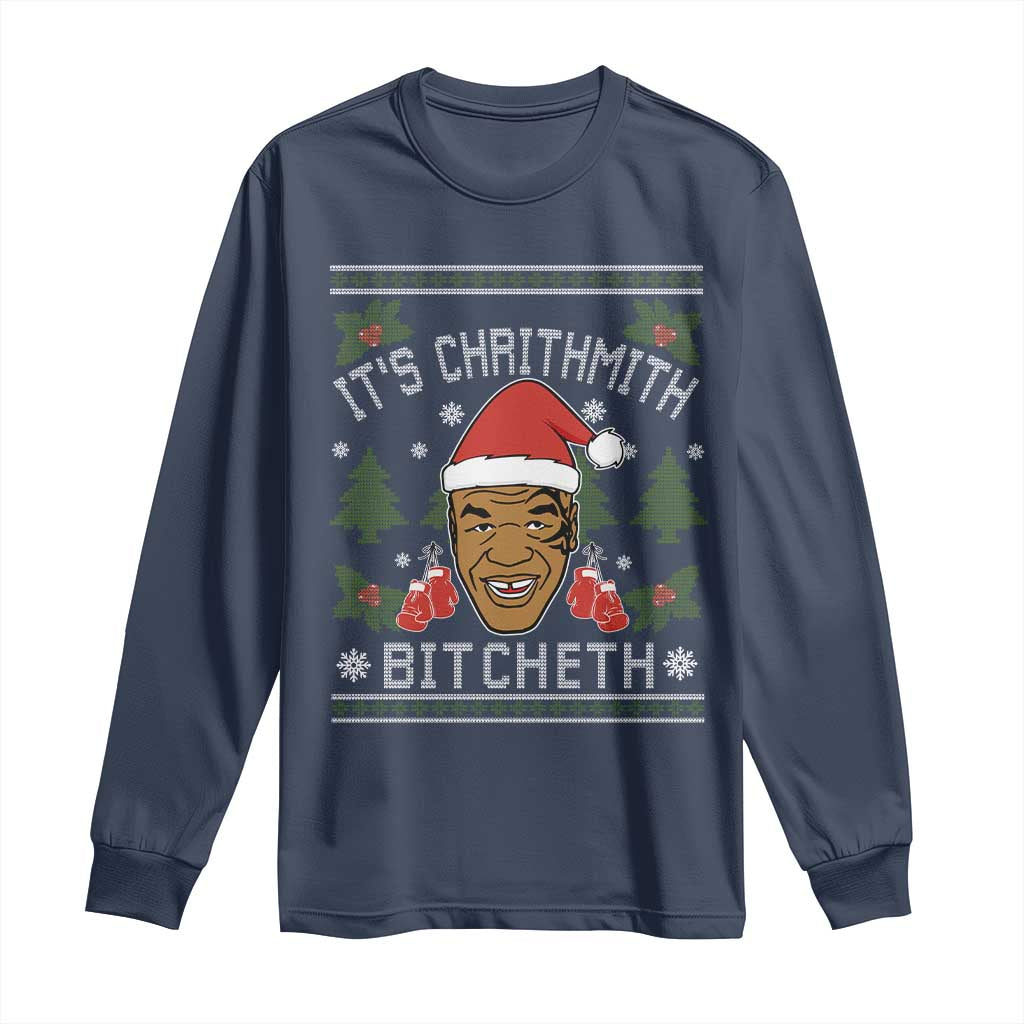 Funny Christmas Long Sleeve Shirt Merry Chrithmith Ath Thweater Tyson Professional Boxer Ugly Xmas - Wonder Print Shop