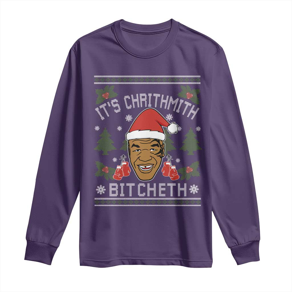 Funny Christmas Long Sleeve Shirt Merry Chrithmith Ath Thweater Tyson Professional Boxer Ugly Xmas - Wonder Print Shop