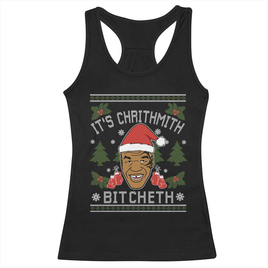 Funny Christmas Racerback Tank Top Merry Chrithmith Ath Thweater Tyson Professional Boxer Ugly Xmas - Wonder Print Shop