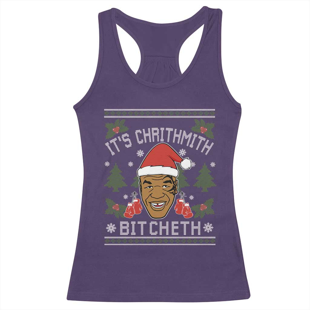 Funny Christmas Racerback Tank Top Merry Chrithmith Ath Thweater Tyson Professional Boxer Ugly Xmas - Wonder Print Shop