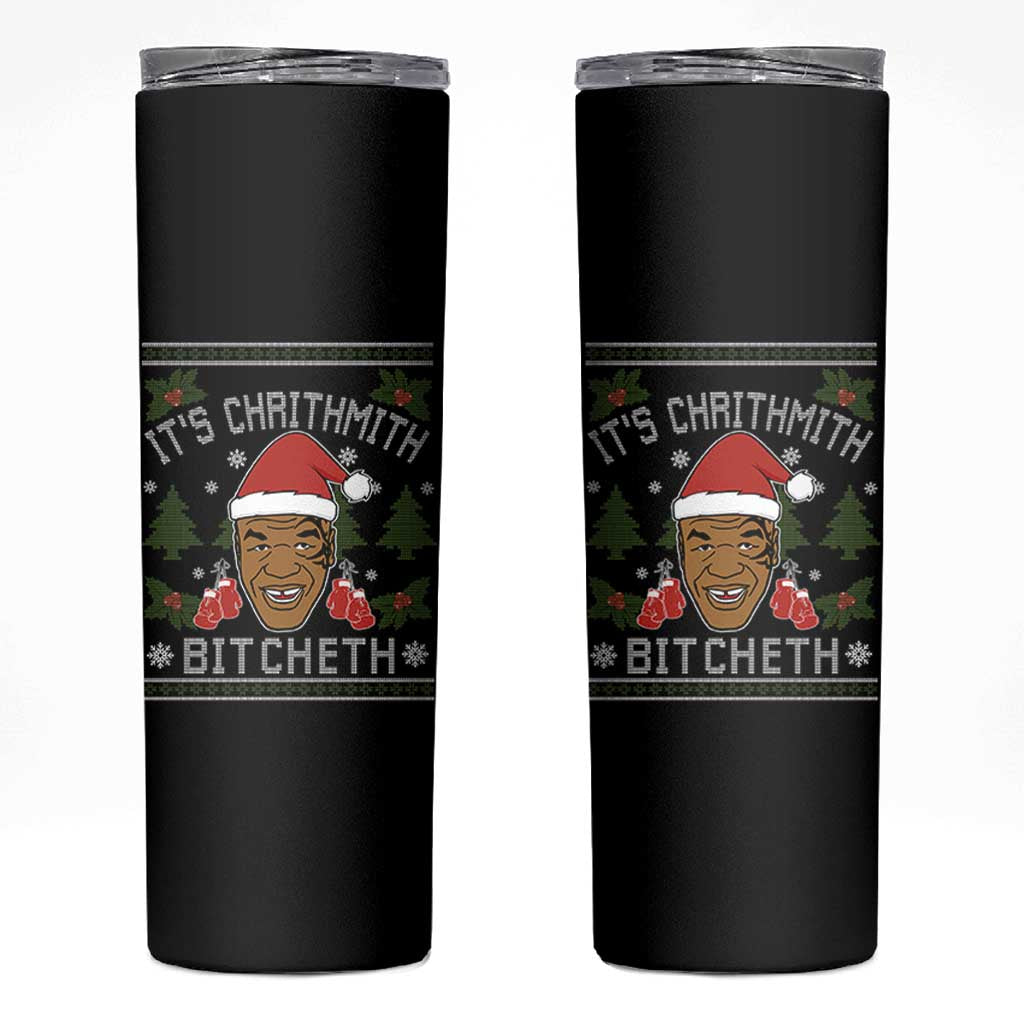 Funny Christmas Skinny Tumbler Merry Chrithmith Ath Thweater Tyson Professional Boxer Ugly Xmas - Wonder Print Shop