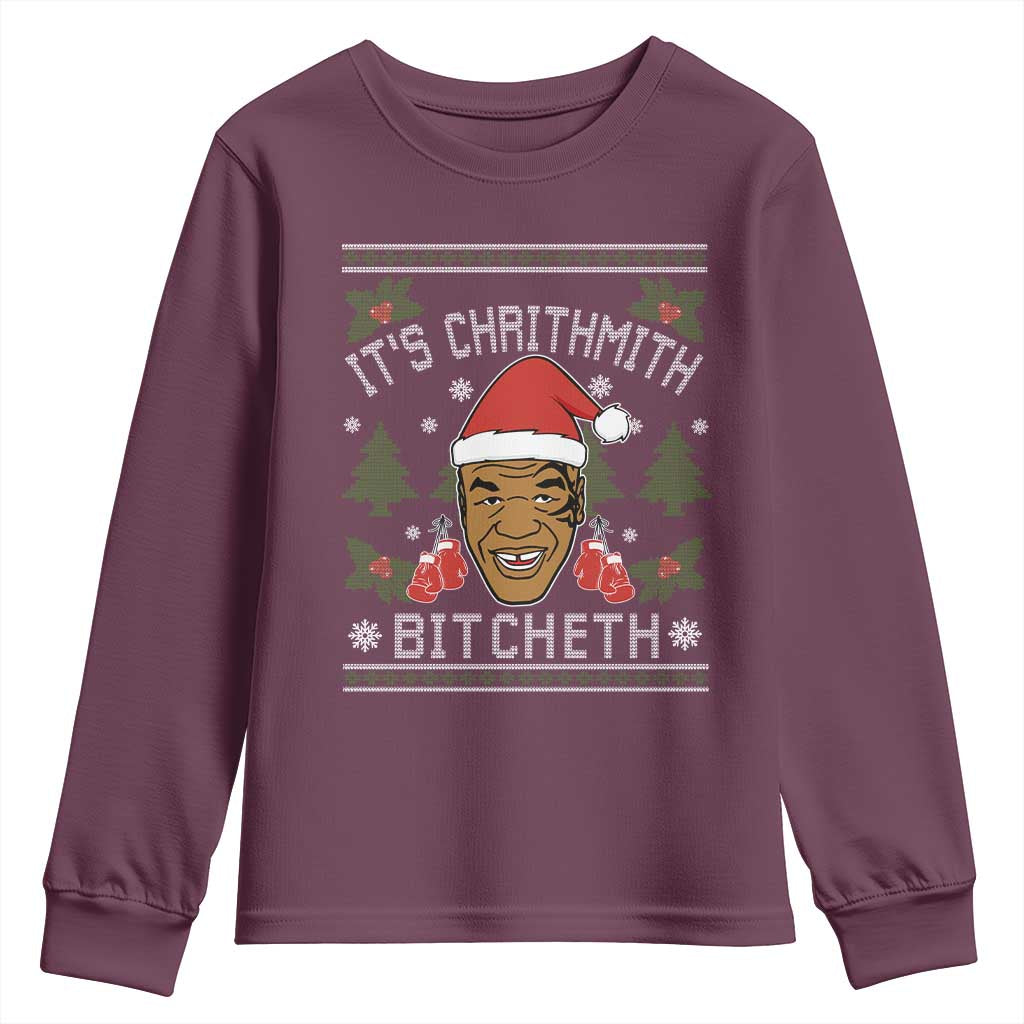 Funny Christmas Youth Sweatshirt Merry Chrithmith Ath Thweater Tyson Professional Boxer Ugly Xmas - Wonder Print Shop