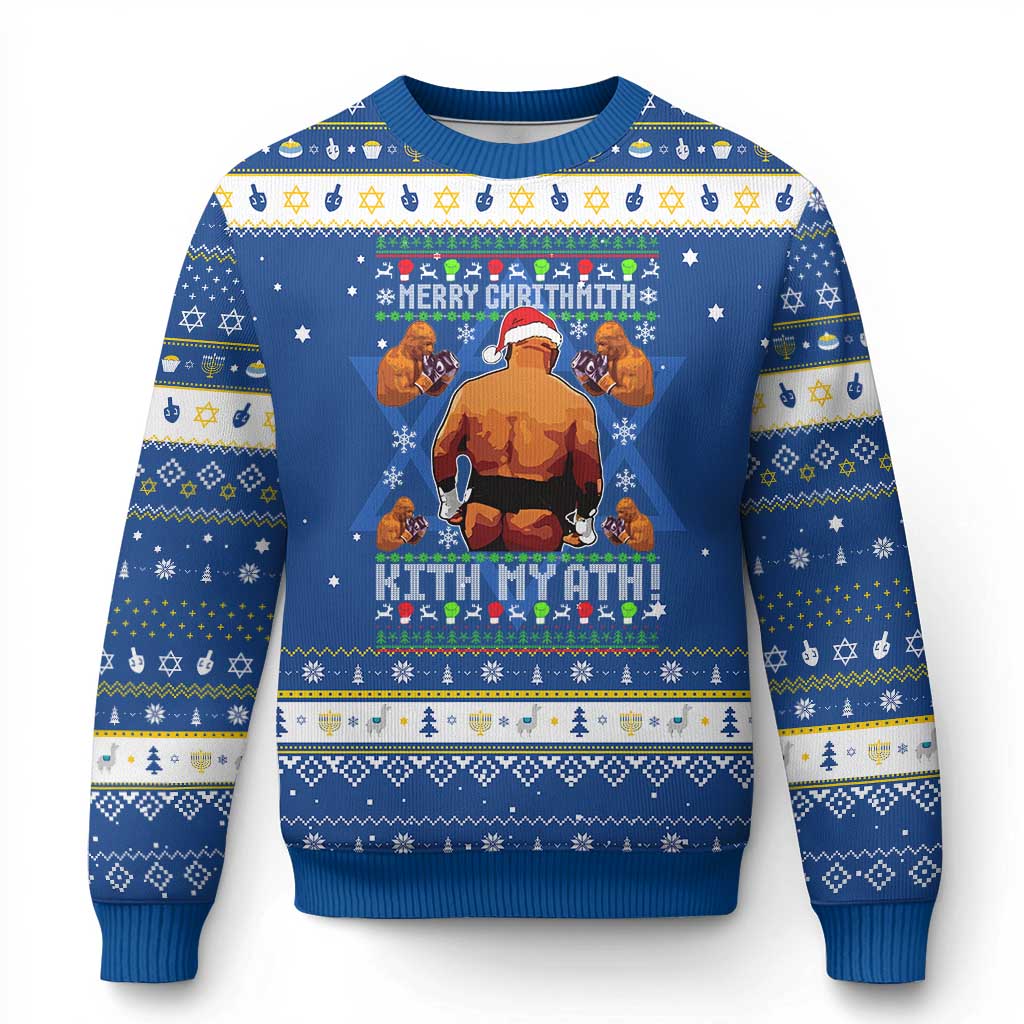 Merry Chrithmith Kith My Ath Funny Ugly Christmas Hanukkah Ugly Sweater - Wonder Print Shop