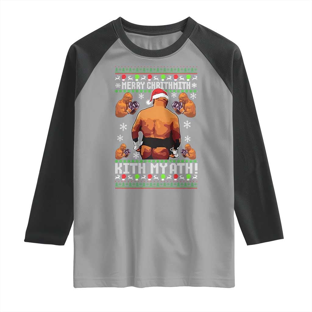 Merry Chrithmith Kith My Ath Funny Ugly Christmas Raglan Shirt - Wonder Print Shop