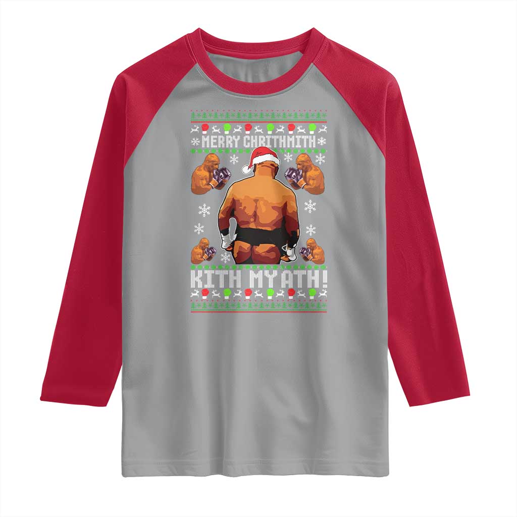 Merry Chrithmith Kith My Ath Funny Ugly Christmas Raglan Shirt - Wonder Print Shop