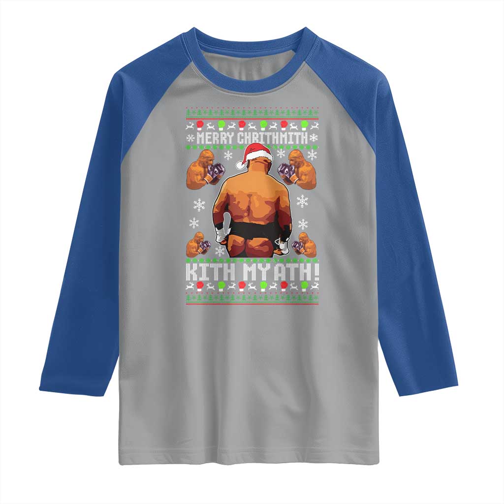 Merry Chrithmith Kith My Ath Funny Ugly Christmas Raglan Shirt - Wonder Print Shop