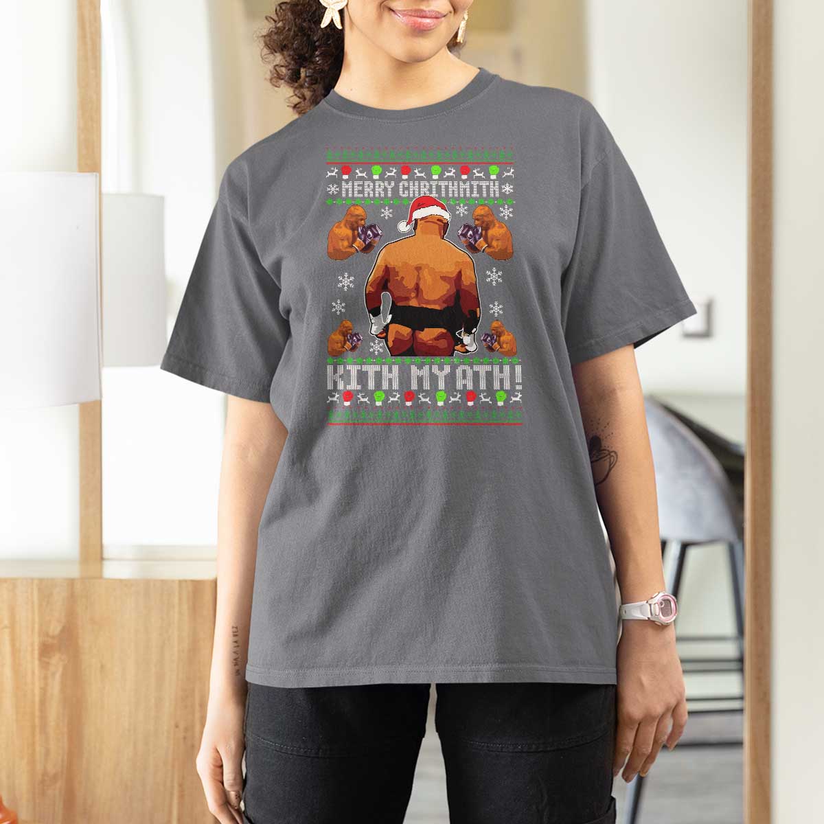 Merry Chrithmith Kith My Ath Funny Ugly Christmas T Shirt For Women - Wonder Print Shop