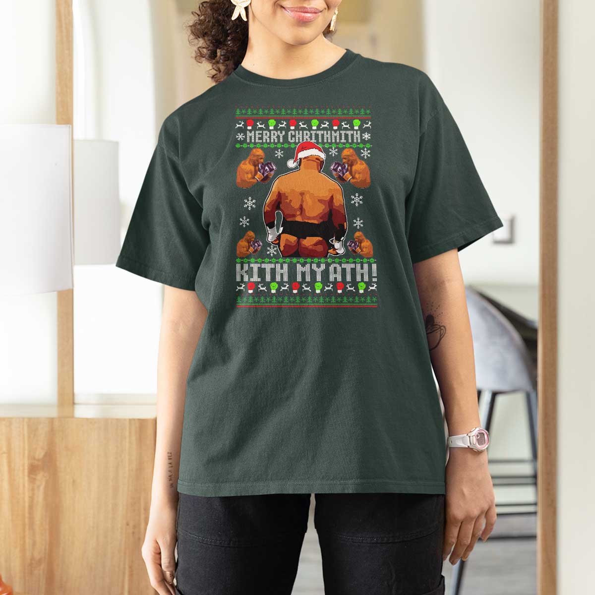 Merry Chrithmith Kith My Ath Funny Ugly Christmas T Shirt For Women - Wonder Print Shop