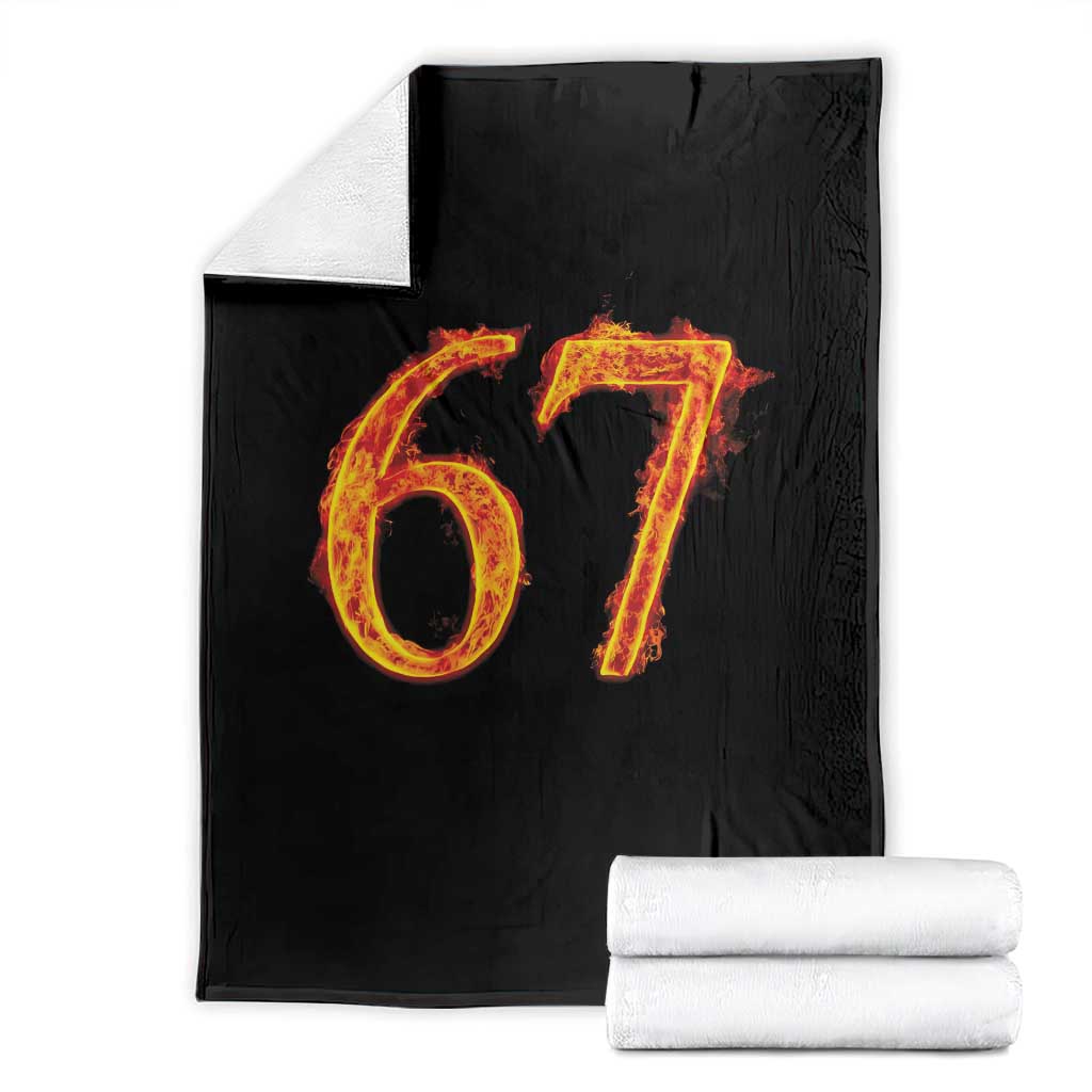 Fire Flame Number 67 Throw Blanket Funny Six Seven Gen Alpha Slang Meme Sports Team Jersey - Wonder Print Shop