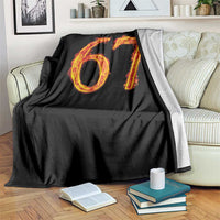Fire Flame Number 67 Throw Blanket Funny Six Seven Gen Alpha Slang Meme Sports Team Jersey - Wonder Print Shop