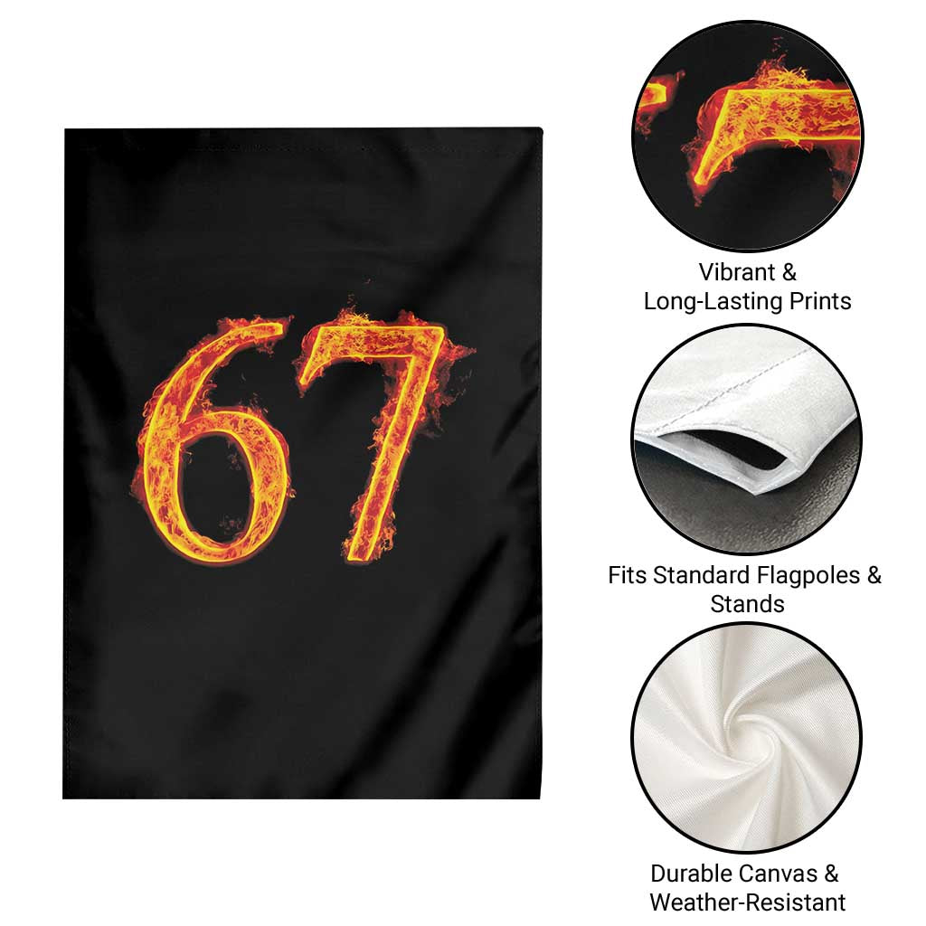 Fire Flame Number 67 Garden Flag Funny Six Seven Gen Alpha Slang Meme Sports Team Jersey - Wonder Print Shop