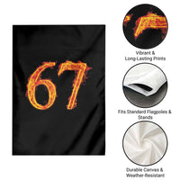 Fire Flame Number 67 Garden Flag Funny Six Seven Gen Alpha Slang Meme Sports Team Jersey - Wonder Print Shop