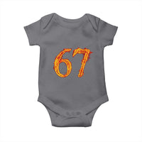 Fire Flame Number 67 Baby Onesie Funny Six Seven Gen Alpha Slang Meme Sports Team Jersey - Wonder Print Shop
