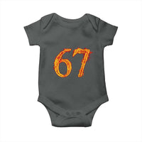 Fire Flame Number 67 Baby Onesie Funny Six Seven Gen Alpha Slang Meme Sports Team Jersey - Wonder Print Shop