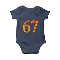 Fire Flame Number 67 Baby Onesie Funny Six Seven Gen Alpha Slang Meme Sports Team Jersey - Wonder Print Shop