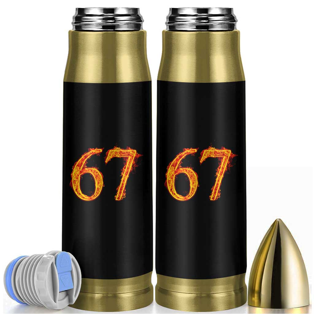 Fire Flame Number 67 Bullet Tumbler Funny Six Seven Gen Alpha Slang Meme Sports Team Jersey - Wonder Print Shop