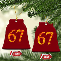 Fire Flame Number 67 Ceramic Ornament Funny Six Seven Gen Alpha Slang Meme Sports Team Jersey - Wonder Print Shop