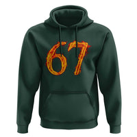 Fire Flame Number 67 Hoodie Funny Six Seven Gen Alpha Slang Meme Sports Team Jersey - Wonder Print Shop