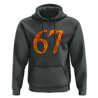 Fire Flame Number 67 Hoodie Funny Six Seven Gen Alpha Slang Meme Sports Team Jersey - Wonder Print Shop