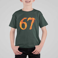 Fire Flame Number 67 T Shirt For Kid Funny Six Seven Gen Alpha Slang Meme Sports Team Jersey - Wonder Print Shop