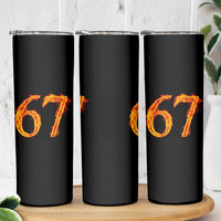 Fire Flame Number 67 Skinny Tumbler Funny Six Seven Gen Alpha Slang Meme Sports Team Jersey - Wonder Print Shop