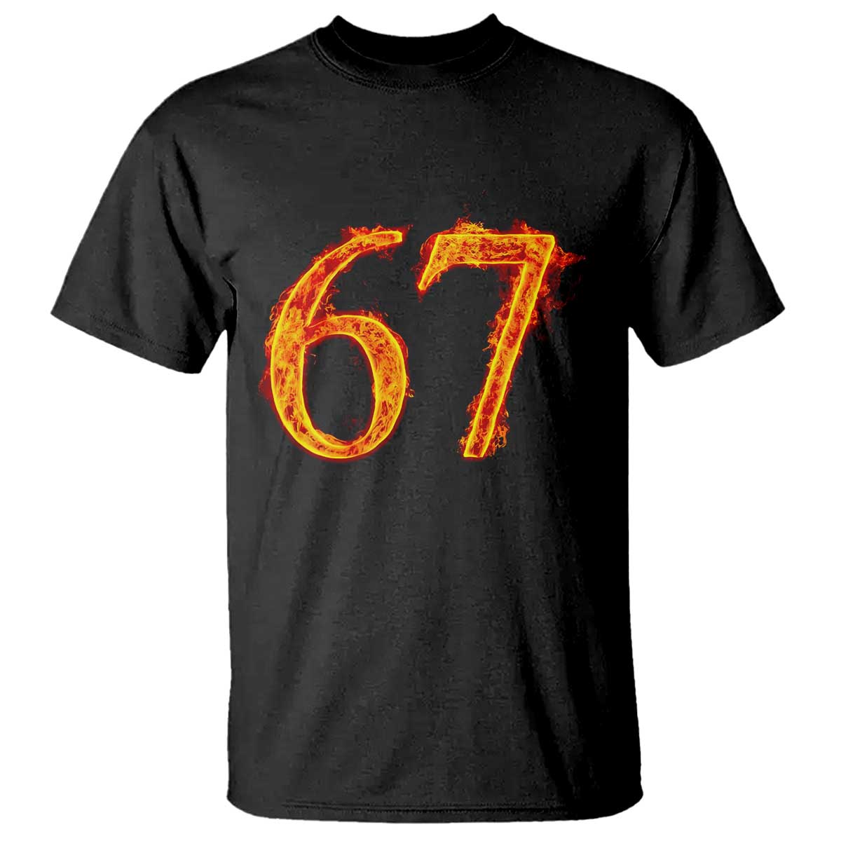 Fire Flame Number 67 T Shirt Funny Six Seven Gen Alpha Slang Meme Sports Team Jersey - Wonder Print Shop