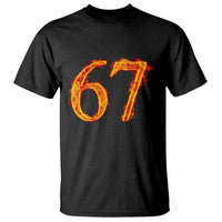 Fire Flame Number 67 T Shirt Funny Six Seven Gen Alpha Slang Meme Sports Team Jersey - Wonder Print Shop