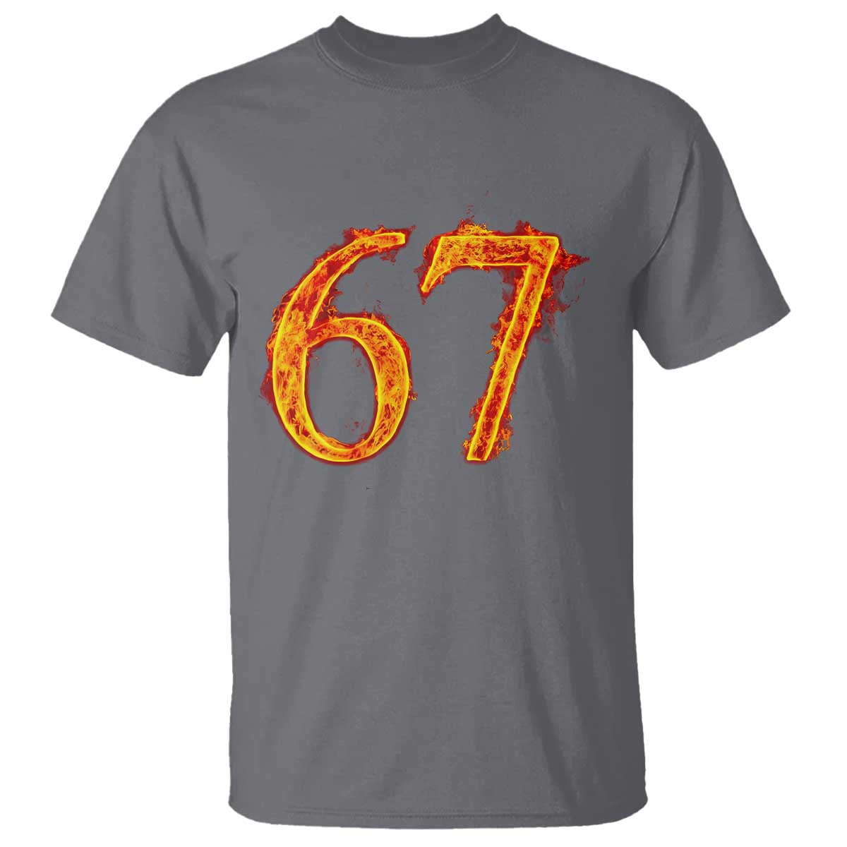 Fire Flame Number 67 T Shirt Funny Six Seven Gen Alpha Slang Meme Sports Team Jersey - Wonder Print Shop