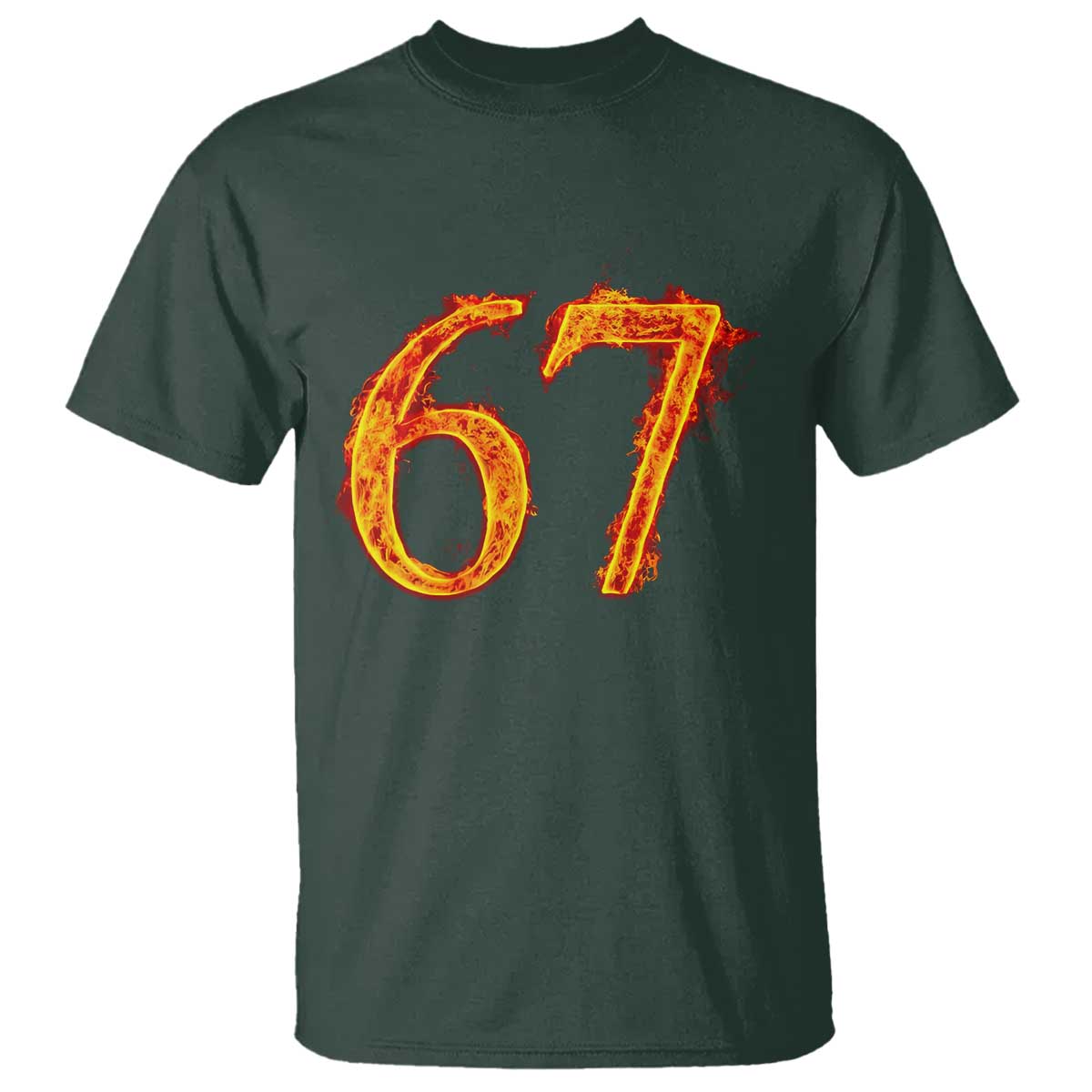 Fire Flame Number 67 T Shirt Funny Six Seven Gen Alpha Slang Meme Sports Team Jersey - Wonder Print Shop