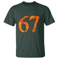 Fire Flame Number 67 T Shirt Funny Six Seven Gen Alpha Slang Meme Sports Team Jersey - Wonder Print Shop