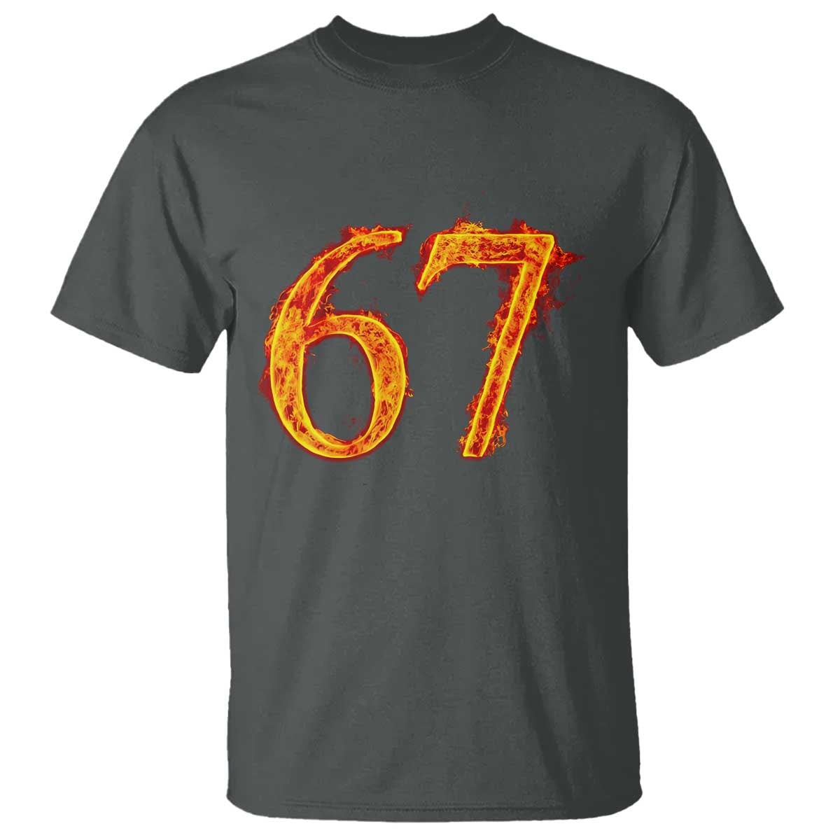 Fire Flame Number 67 T Shirt Funny Six Seven Gen Alpha Slang Meme Sports Team Jersey - Wonder Print Shop