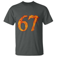Fire Flame Number 67 T Shirt Funny Six Seven Gen Alpha Slang Meme Sports Team Jersey - Wonder Print Shop