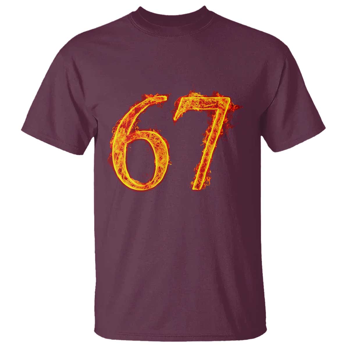 Fire Flame Number 67 T Shirt Funny Six Seven Gen Alpha Slang Meme Sports Team Jersey - Wonder Print Shop