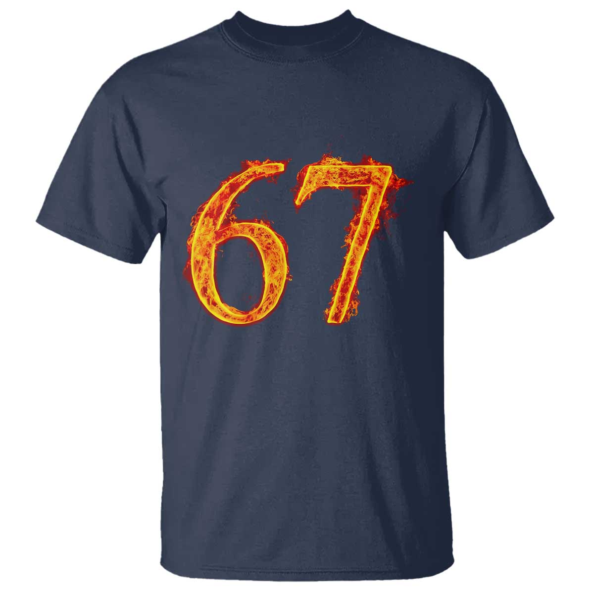 Fire Flame Number 67 T Shirt Funny Six Seven Gen Alpha Slang Meme Sports Team Jersey - Wonder Print Shop