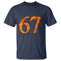 Fire Flame Number 67 T Shirt Funny Six Seven Gen Alpha Slang Meme Sports Team Jersey - Wonder Print Shop