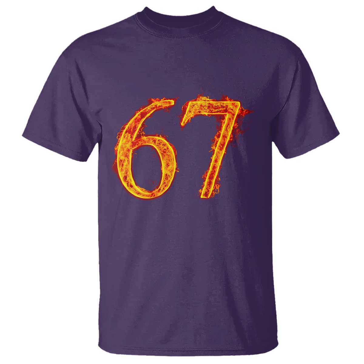 Fire Flame Number 67 T Shirt Funny Six Seven Gen Alpha Slang Meme Sports Team Jersey - Wonder Print Shop