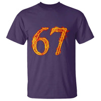 Fire Flame Number 67 T Shirt Funny Six Seven Gen Alpha Slang Meme Sports Team Jersey - Wonder Print Shop