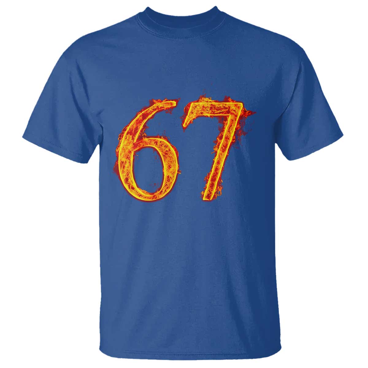 Fire Flame Number 67 T Shirt Funny Six Seven Gen Alpha Slang Meme Sports Team Jersey - Wonder Print Shop