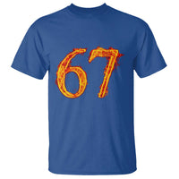Fire Flame Number 67 T Shirt Funny Six Seven Gen Alpha Slang Meme Sports Team Jersey - Wonder Print Shop