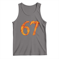 Fire Flame Number 67 Tank Top Funny Six Seven Gen Alpha Slang Meme Sports Team Jersey - Wonder Print Shop