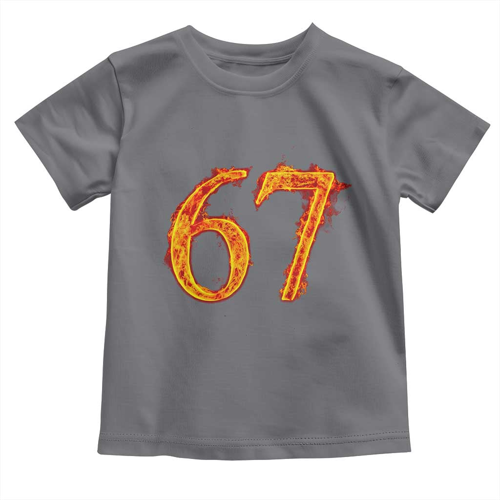 Fire Flame Number 67 Toddler T Shirt Funny Six Seven Gen Alpha Slang Meme Sports Team Jersey - Wonder Print Shop
