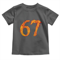 Fire Flame Number 67 Toddler T Shirt Funny Six Seven Gen Alpha Slang Meme Sports Team Jersey - Wonder Print Shop