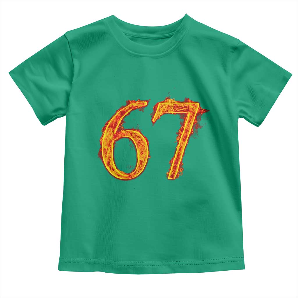 Fire Flame Number 67 Toddler T Shirt Funny Six Seven Gen Alpha Slang Meme Sports Team Jersey - Wonder Print Shop