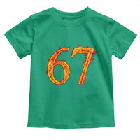 Fire Flame Number 67 Toddler T Shirt Funny Six Seven Gen Alpha Slang Meme Sports Team Jersey - Wonder Print Shop