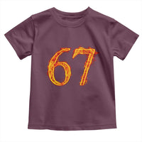 Fire Flame Number 67 Toddler T Shirt Funny Six Seven Gen Alpha Slang Meme Sports Team Jersey - Wonder Print Shop