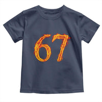 Fire Flame Number 67 Toddler T Shirt Funny Six Seven Gen Alpha Slang Meme Sports Team Jersey - Wonder Print Shop