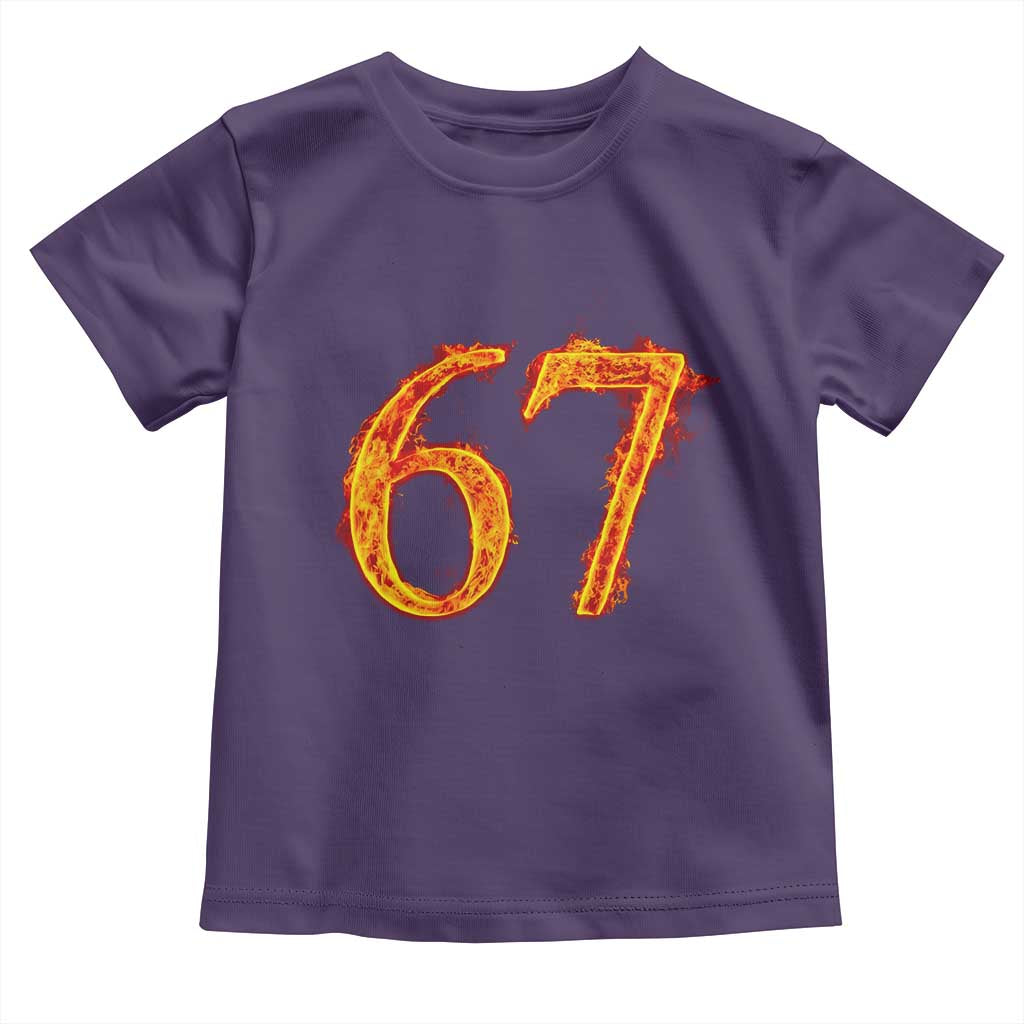 Fire Flame Number 67 Toddler T Shirt Funny Six Seven Gen Alpha Slang Meme Sports Team Jersey - Wonder Print Shop