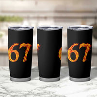Fire Flame Number 67 Tumbler Cup Funny Six Seven Gen Alpha Slang Meme Sports Team Jersey - Wonder Print Shop